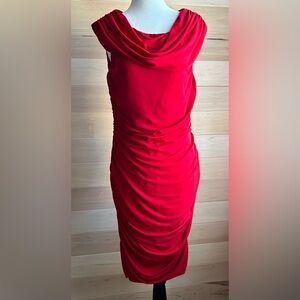 Ricki’s Red midi dress Size Medium Sleeveless Ruching Christmas Winter Summer